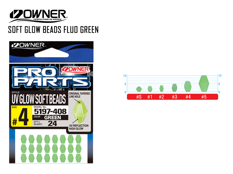 Owner 5197 Soft Glow Beads Green (#2, 30pcs)